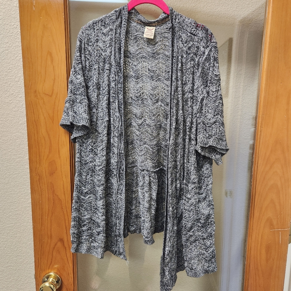 Black/white, marbled, drop waist, 3x, Faded glory, sweater, cover up